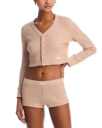 Cropped Waffle Cardigan