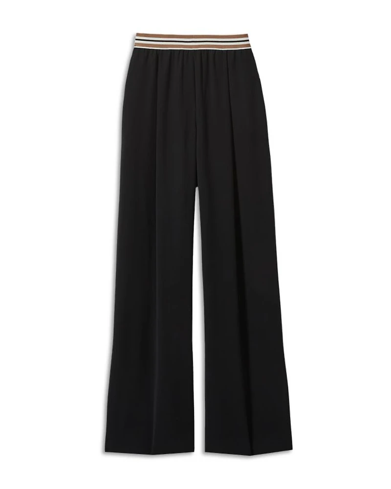 Petites Abs Striped Waistband Wide Leg Trousers