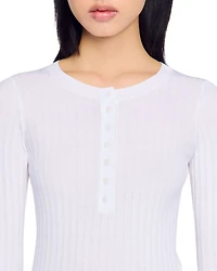 Ribbed Sweater with Tunisian Collar