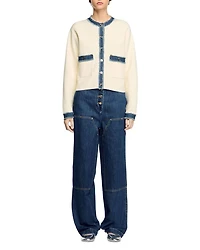 Cardigan with Denim Detail
