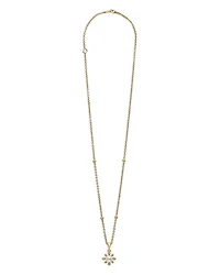 18K Yellow Gold Luna Cultured Pearl & Diamond Fleur Pendant Necklace