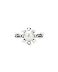 Sterling Silver Luna Cultured Pearl Fleur Ring