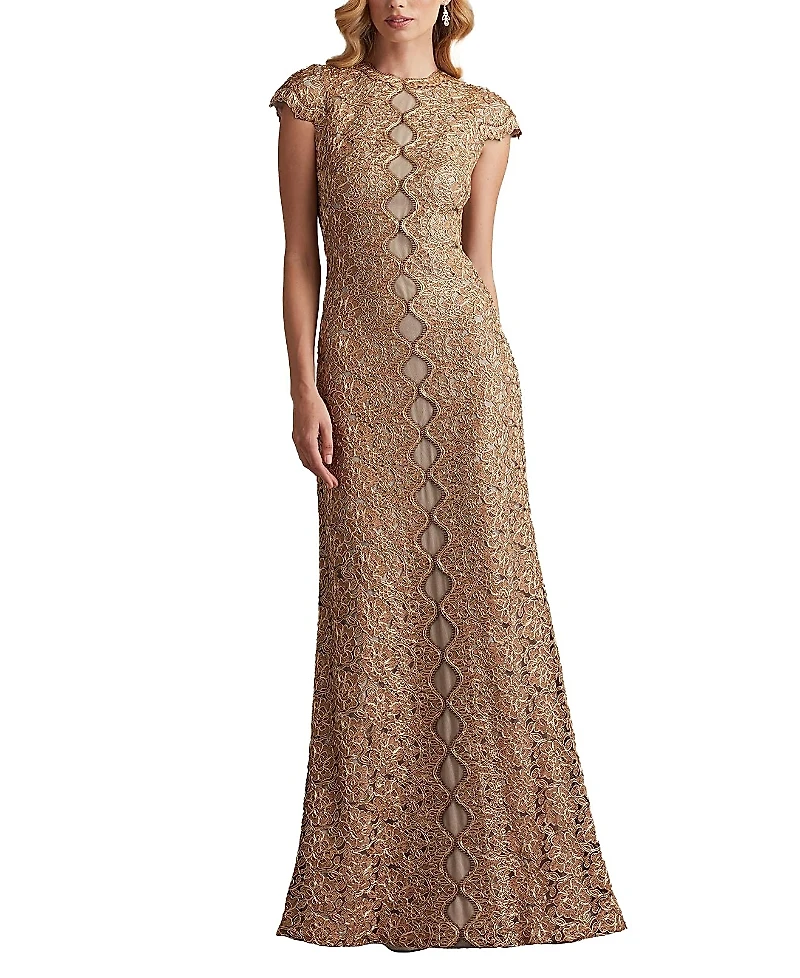 Tadashi Shoji Etters Scalloped Illusion Gown