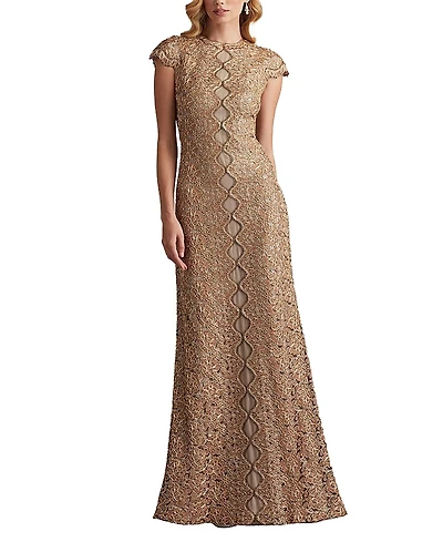 Tadashi Shoji Etters Scalloped Illusion Gown