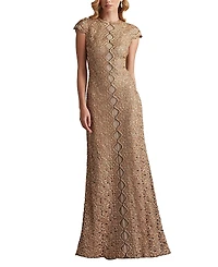 Tadashi Shoji Etters Scalloped Illusion Gown