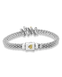 Two Tone Caviar Lux Five Ring Bracelet with Diamonds