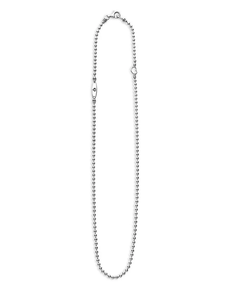 Sterling Silver Caviar Beaded Necklace, 16-18"