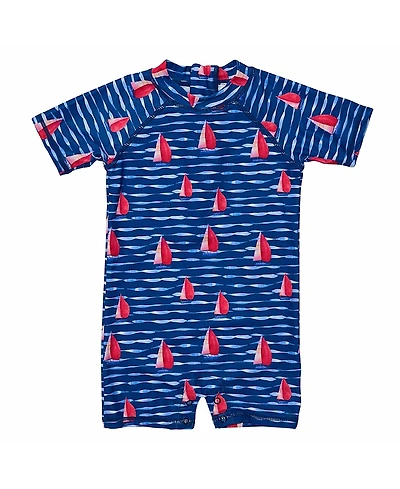Snapper Rock Boys' Sailboat Short Sleeve Sunsuit - Baby