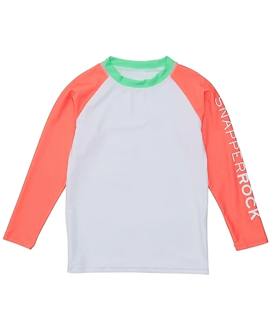 Snapper Rock Boys' White Coral Sleeve Sustainable Rash Top - Little Kid, Big Kid
