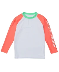 Snapper Rock Boys' White Coral Sleeve Sustainable Rash Top - Little Kid, Big Kid