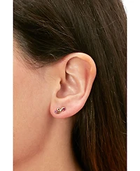 9K Yellow Gold Loop Pink Sapphire & Ruby Single Mini Stud Earring