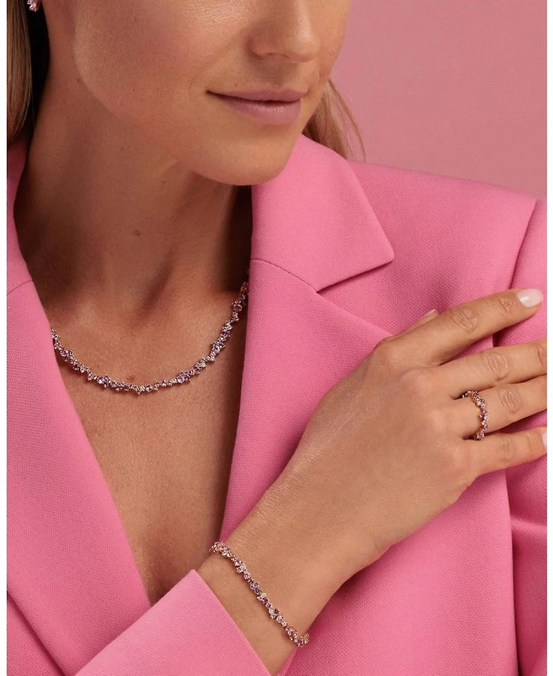 14K Yellow Gold Wicked Pink Sapphire, Amethyst, & Diamond Glinda Collar Necklace, 16"