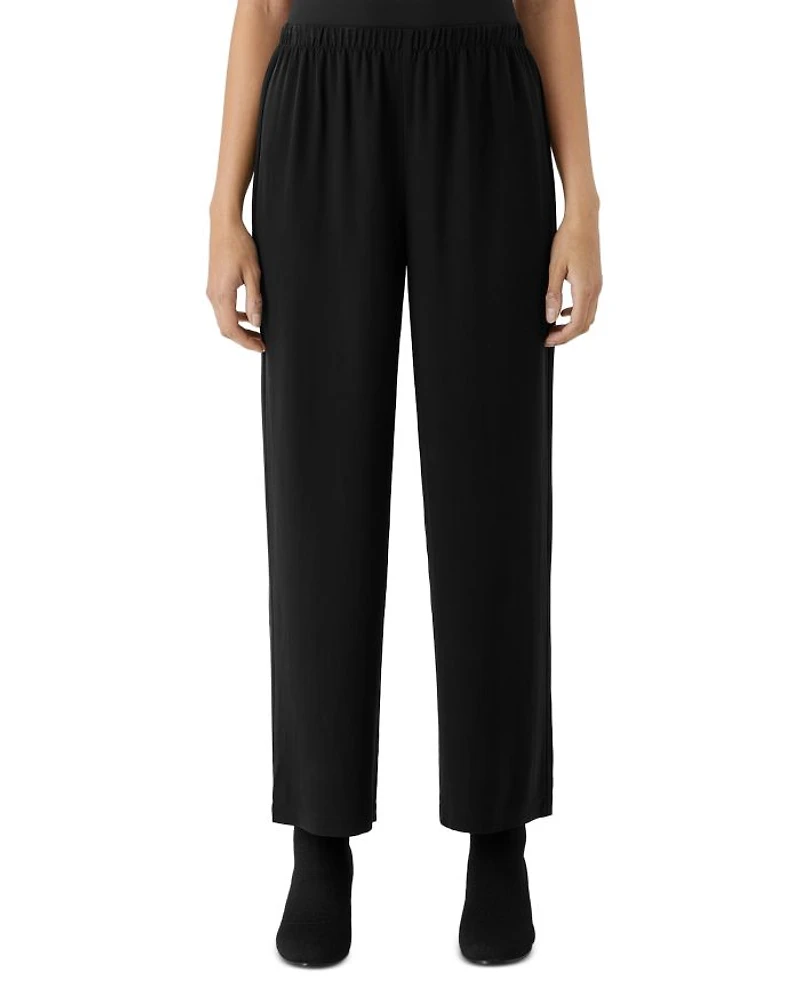 Silk Straight Ankle Pants