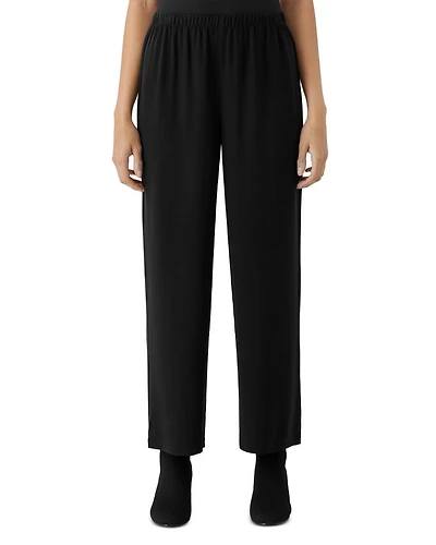 Silk Straight Ankle Pants