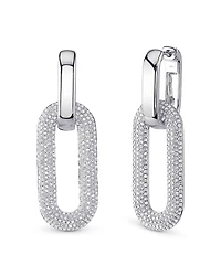 Shy Creation 14K White Gold Kate Diamond Pave Oval Earrings, 1.33 tcw