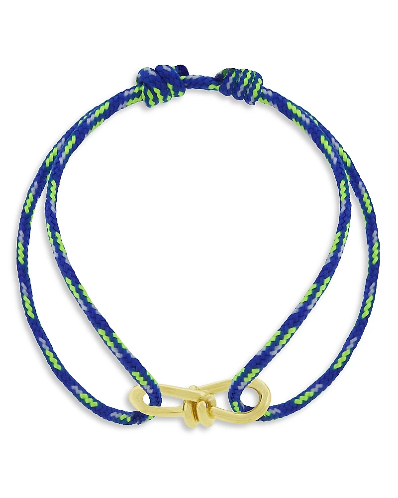 Luis Morais Men's 14K Yellow Gold Large Twisted Wire Blue & Yellow Cord Bracelet