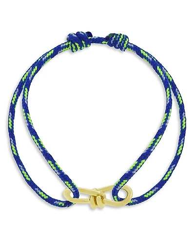 Luis Morais Men's 14K Yellow Gold Large Twisted Wire Blue & Yellow Cord Bracelet