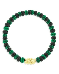 Luis Morais Men's 14K Yellow Gold Double Knot Malachite & Onyx Beaded Bracelet