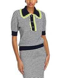 Ruffled Trim Polo Top