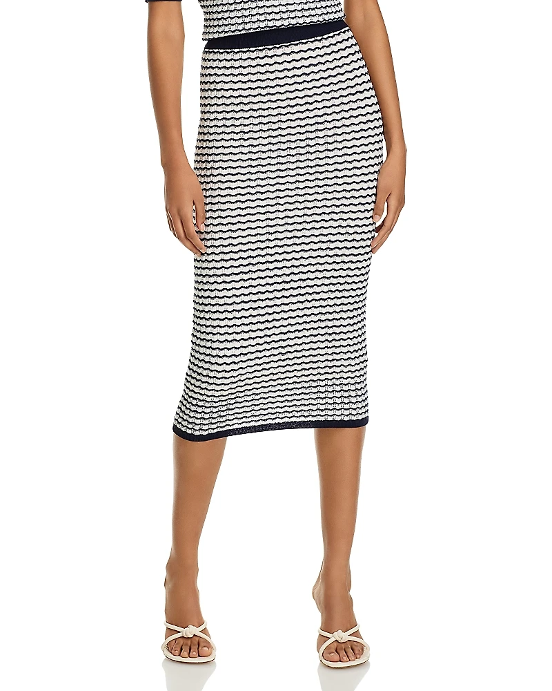 Essentiel Antwerp Wavy Striped Midi Skirt