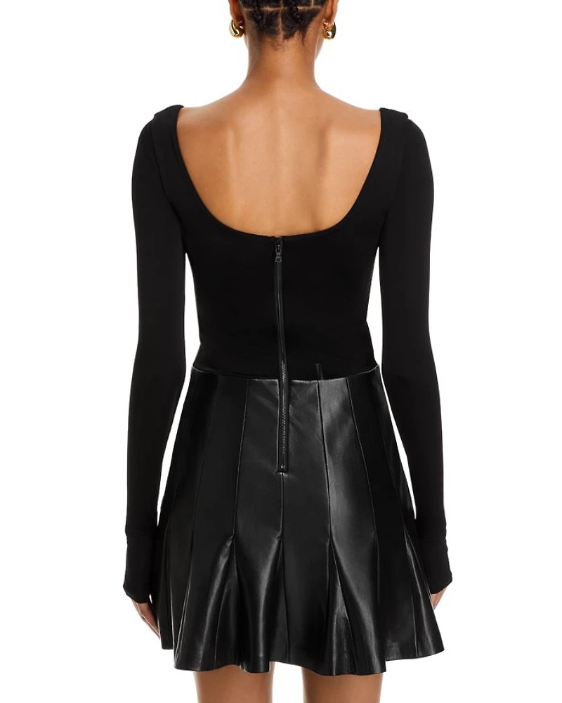 Chara Faux Leather Long Sleeve Dress
