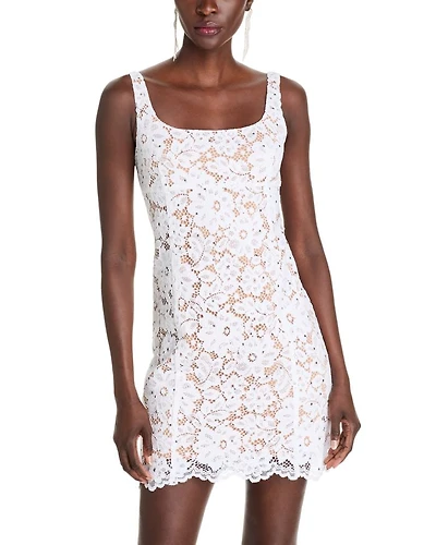 Lace Square Neck Mini Dress