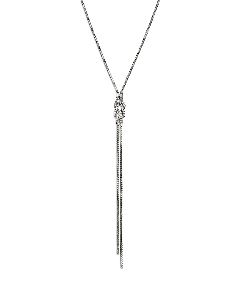 John Hardy Sterling Silver Love Knot Diamond Lariat Necklace, 18-20