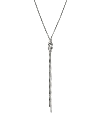 John Hardy Sterling Silver Love Knot Diamond Lariat Necklace, 18-20
