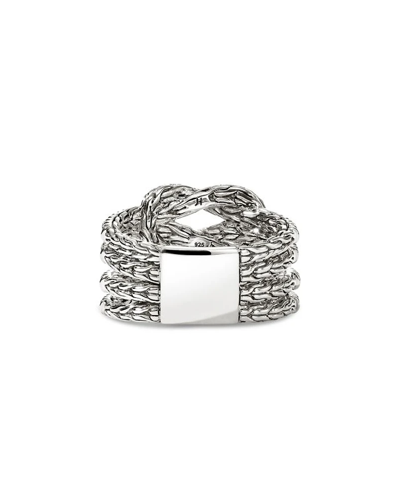 Sterling Silver Love Knot Diamond Multirow Ring