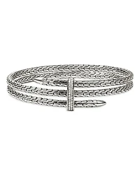 Sterling Silver Spear Diamond Pavé Double Flex Cuff Bracelet