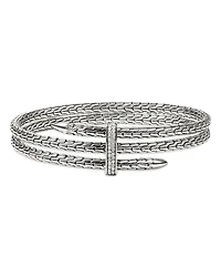John Hardy Sterling Silver Spear Diamond Pave Double Flex Cuff Bracelet