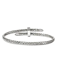 Sterling Silver Spear Diamond Pavé Flex Bypass Cuff Bracelet