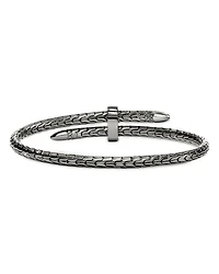Sterling Silver Spear Diamond Pavé Flex Bypass Cuff Bracelet