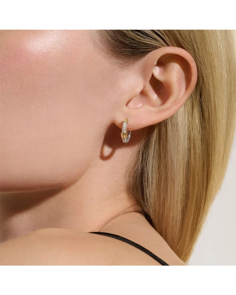 14K Yellow Gold & Sterling Silver JH Essentials Extra Small Hoop Earrings