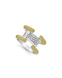 LAGOS 18K Yellow Gold & Sterling Silver Caviar Lux Clip Diamond Pavé Bangle Bracelet - Exclusive