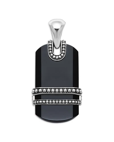 Men's Sterling Silver Anthem Onyx Dog Tag Amulet Pendant - Exclusive