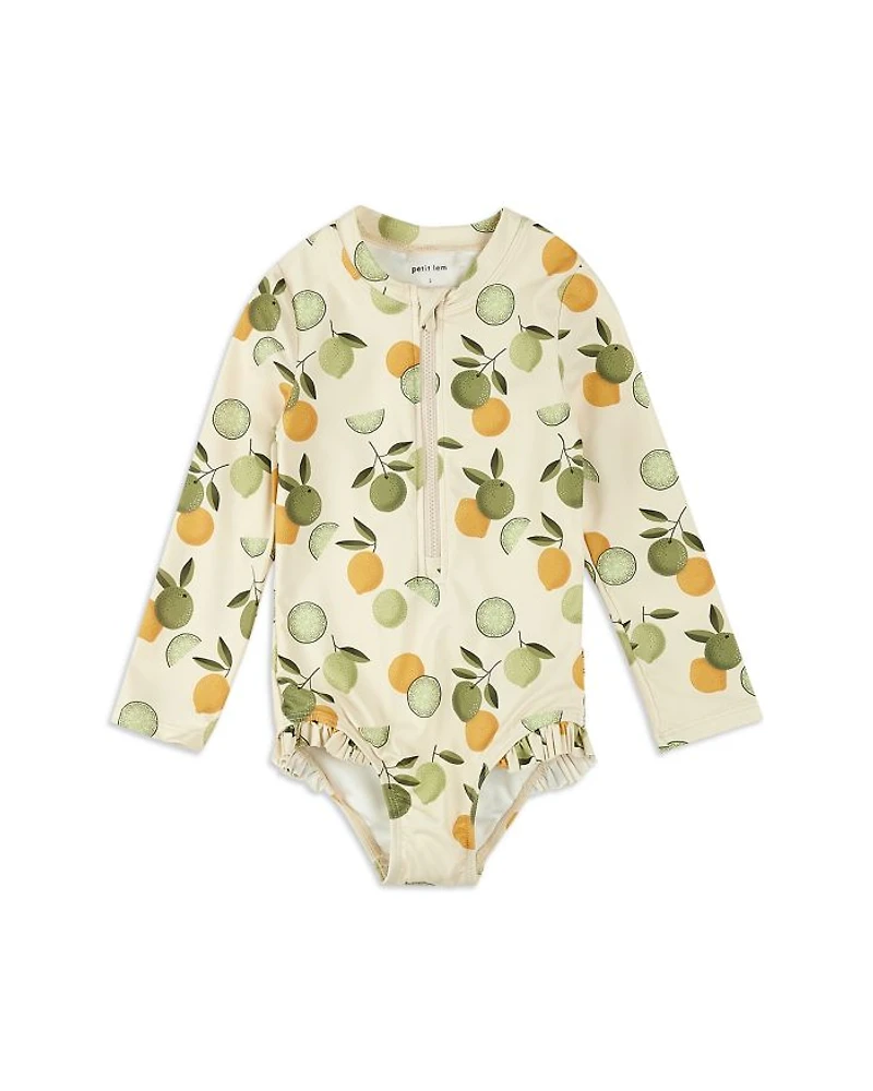 Girls' Citrus Print Long Sleeved One Piece Swimsuit - Baby
