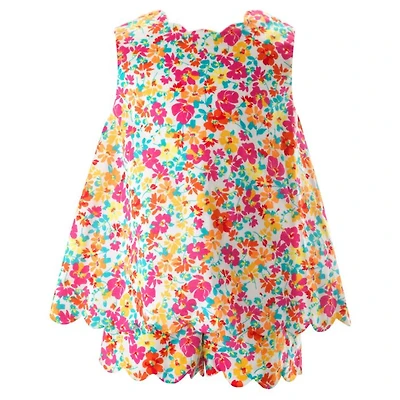 Girls' Leafy Floral Scalloped Short Set, Little Kid, Big Kid