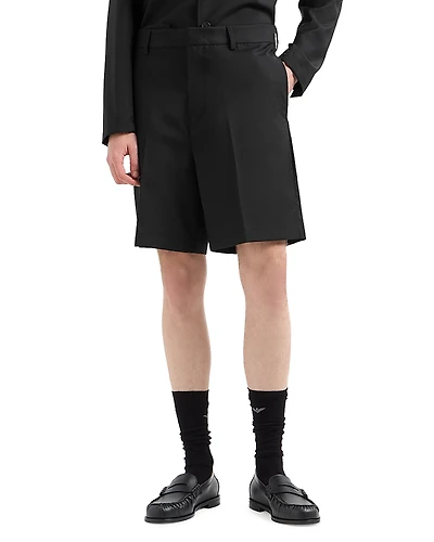 Emporio Armani Regular Fit Poplin Wool Bermuda Shorts