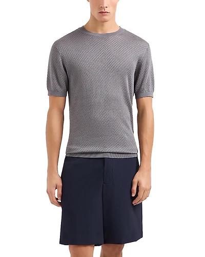 Emporio Armani Knit Jacquard Short Sleeved Pullover Sweater