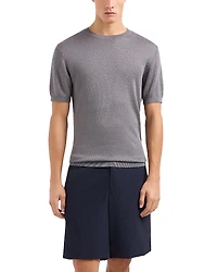 Emporio Armani Knit Jacquard Short Sleeved Pullover Sweater