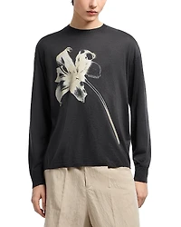 Emporio Armani Knit Floral Print Crewneck Sweater