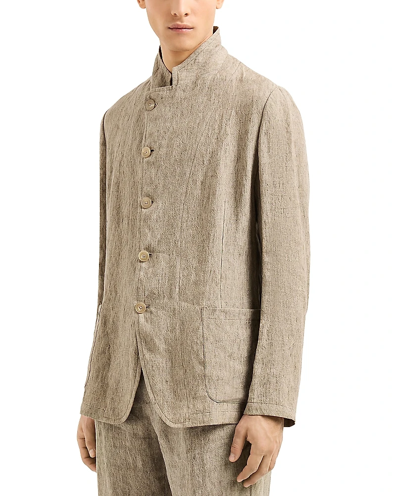 Emporio Armani Regular Fit Asymmetric Linen Blazer
