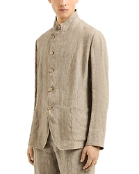 Emporio Armani Regular Fit Asymmetric Linen Blazer