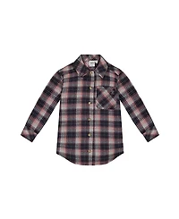 Deux par Deux Long Sleeve Plaid Button Front Tunic Flannel Shirt - Little Kid