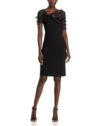 Eliza J Spaghetti Strap Slip Dress with Beaded Twist Overlay