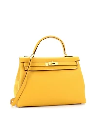 Kelly 32 Handbag Yellow Togo with Gold Hardware