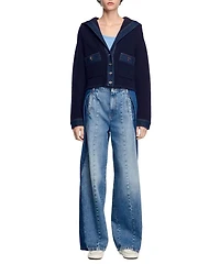 Denim Detail Cardigan