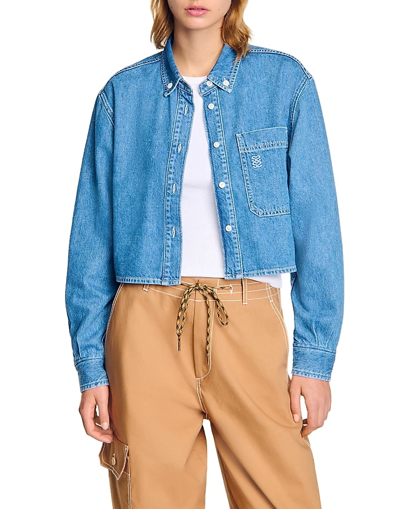 Sandro Cropped Denim Shirt