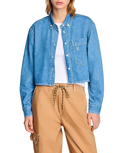 Sandro Cropped Denim Shirt